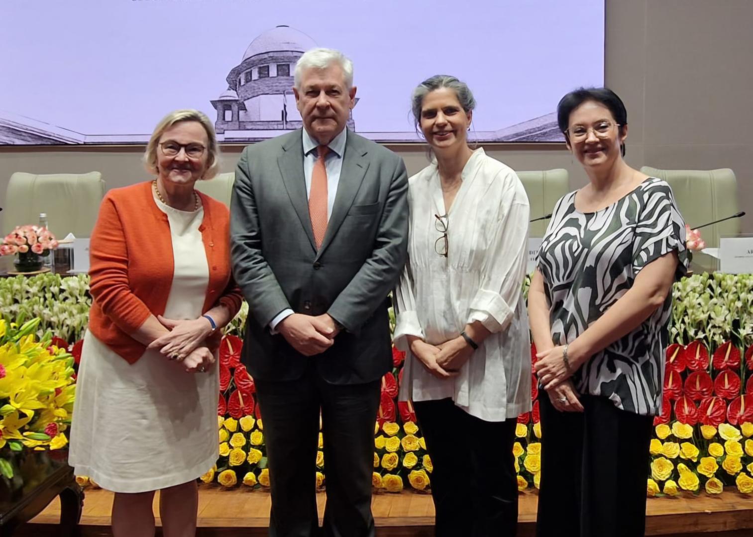 L-R: UNCITRAL Secretary Anna Joubin-Bret, ICCA President Audley Sheppard KC, UNCITRAL Legal Officer Judith Knieper and Senior Legal Officer Samira Musayeva, in New Delhi on 25 July 2026. 